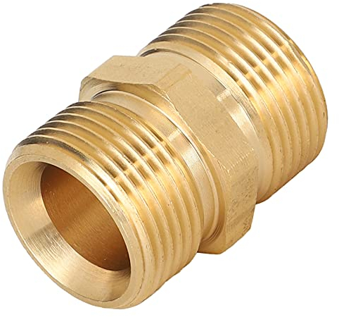 High Pressure Washer Coupler, M22-14mm Male to M22-14mm Male Thread Connector, Solid Brass 5000 PSI Pressure Washer Hose Pipe Adapter