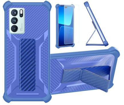 bojioderf Funda para Realme 6 Pro Funda Carcasa Case Cover [con Protector de Pantalla de Cristal Templado] Híbrida [Soporte Plegable Magnético] [Esmerilado antihuellas] Azul