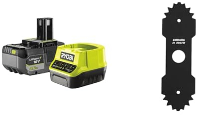RYOBI 18 V ONE+ Akku-Starterset RC18120-150 & 22cm Messer 5132004924 RAC163 Ersatzmesser für 18 V Akku-Kantenschneider (kompatibel mit RY18EGA)