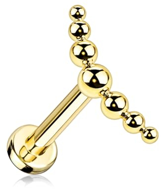 Treuheld® Titan Labret Piercing mit Kugel-Bogen | Farbe: gold | Größe: 1.2mm x 6mm