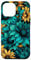 iPhone 12 Pro Max Teal Blue Sunflower Design Simple Flower Case