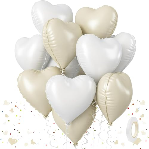10 Stück Herzluftballons, 18 Zoll Creme, Luftballons Hochzeit, Herz Luftballon, Valentinstag Partydekoration Luftballons für Hochzeitsdeko Brautdusche Geburtstags Verlobung Party Deko