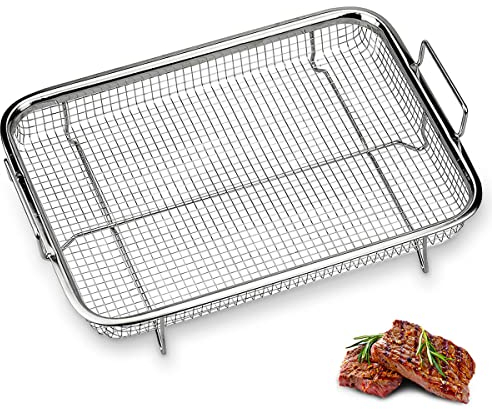 TAIZER Edelstahl Grillkorb Grillgitter Backkorb Grillkorb Mesh Grillkorb Backofen Barbecue Mesh Multifunktion Grillgitter BBQ für Backen von Pommes Frites Keksen Kuchen(1pcs)