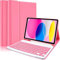 Keyboard Case for iPad A16 11th Generation 2025/10th Generation 10.9 2022,Premium Leather Folio Cover with Pencil Holder,Multi-Angle Detachable Bluetooth Keyboard Case for iPad 10/11 Generation,Pink