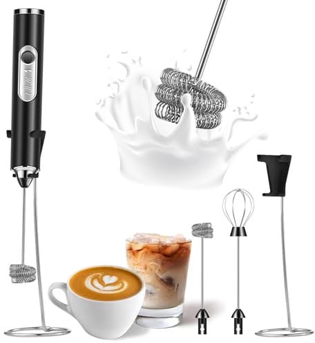 SOUTHMAN Mousseur à lait avec support en acier inoxydable, fouet électrique rechargeable, mélangeur de boisson pour latte, cappuccino