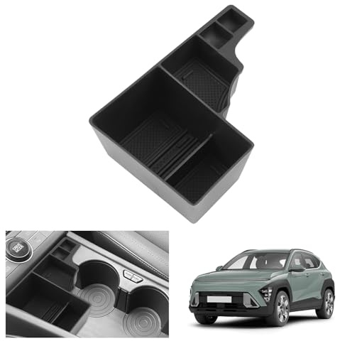 GAFAT Compatible con Hyundai Kona SX2 EV Eléctrico Hybrid 2024 2025 2026 Consola Central Caja de Almacenamiento, Organizador Bandeja Además del Portavasos, Kona 2025 Accesorios