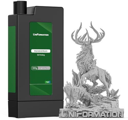 UNIFORMATION Standard 3D Printer Resin 3.6KG Fast UV Curing Plant-Based 3D Resin Liquid High Precision Low Viscosity Suit for 8K/12K/14K GK3 Series DLP LCD 3D Printing Miniatures,Garage Kits,HD Gray