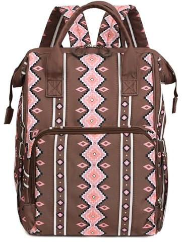 Lmbabter Wickeltasche, Rucksack für Damen, Bohemia-Stil, multifunktionale Wickeltasche, Dunkelbraun, Large, Wickeltasche, Rucksack