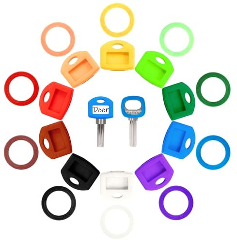 20 fundas para llaves de colores, tapas redondas y cuadradas, fundas flexibles para llaves de casa, para identificar fácilmente las llaves de la casa, 10 colores, 2 estilos
