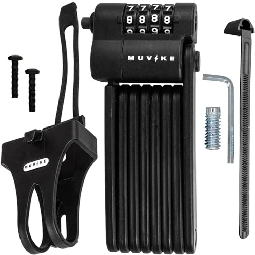 MUVIKE FOLD 850/7C Faltschloss mit Zahlencode – 85 cm faltbares Fahrradschloss – 7 mm gehärteter Stahl – Sicherheitsstufe 8 – für Fahrrad, E‑Bike, Roller – wetterfest & kompakt - inkl. Halterung