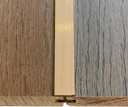 ZIMGOD übergangsprofil T-Übergangsleisten aus Massivem Gebürstetem Messing, Übergangsleiste von Hartholz zu Laminatboden, 39 Lange Abschlussleiste für Marmorfugen(40mm x 10.3mm (1 5/8 x 3/8))