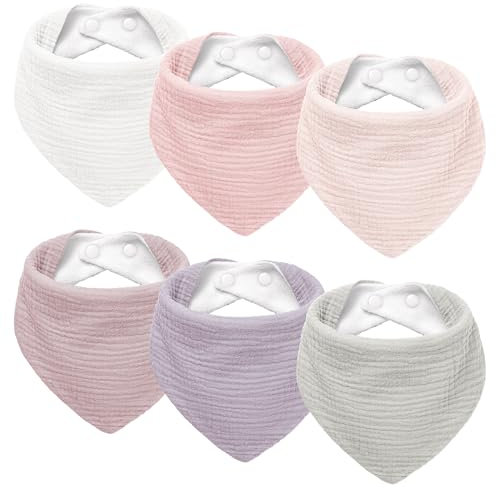 Susurration Lätzchen Baby Dreieckstuch Baby Musselin Halstuch Baby für Junge und Mädchen,Sabberlätzchen Baby Verstellbare 6 Stück (RosaViolett)