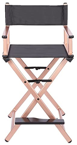 Make-up-Künstler, Regiestuhl, zusammenklappbar, Aluminium, tragbarer Stuhl für Künstler, faltbarer Regiestuhl für Make-up, Schwarz