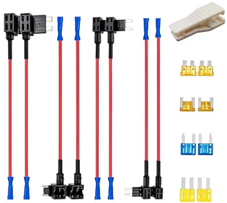 Snowtain 8pcs Porte-fusible Voiture 15A/20A et 1 pièce de Extracteur Porte-fusible à double fente avec fusible de voiture,Pour voiture, camion, bateau