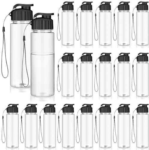 20 Pcs Water Bottle Bulk 500 ml Plastic Water Bottles Bulk Gym Sports Adults Reusable Large Bottles with Leak Proof Flip Top for Party Outdoor - Black
