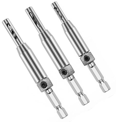 3 Pcs Upgrade Hinge Drill Bit Set, Drill Bits Set, Shank Hinge Drill Bit Guide Set High Speed Steel Self Centering Drill Bits For Door Window Cabinet Hinge Pilot Hole Drill Bit 2Mm, 2.8Mm, 3.6Mm