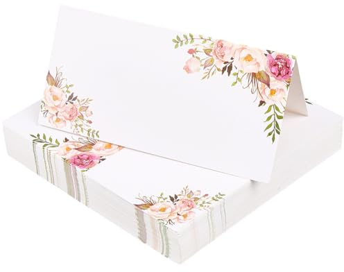 CREATCABIN 50 Stück Tischkarten Blumenmuster Faltbare Namenskarten Leeres Papier Bunt Quadratisch Blumenzelt Sitzplatzzuweisungsetiketten Schilder Zubehör Für Hochzeitsfeiern Tischdekoration 10x10cm