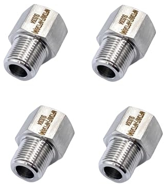 4 Pcs 3/8 FNPT x 3/8 MNPT Pipe Extension Fittings,Stainless Steel Male to Female Pipe Adapters for Water/Air/Oil Pipes, Gas,Fuel, Refrigeration,Garden Hoses, Sprinklers and Pressure Gauges