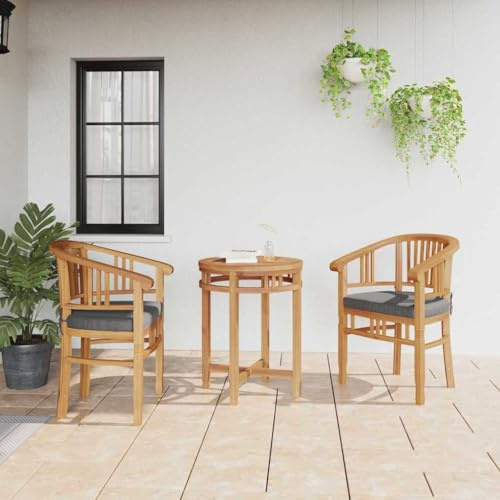 HFXHIJXQ 2er Set Loungesessel aus massiver Teak massivholz wetterfest 63x58x89 cm Gartenstuhl mit Kissen rustikal Braun für Balkon Terrasse und Wintergarten