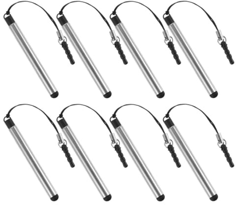 MAJORMENCH Stylo Compact Tactile 8pcs Stylet Fin pour Tablettes et Smartphones Léger en Métal et Cuivre Compatible Multi-appareils Noir
