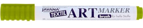 Kreul 90609 - Javana Textil Artmarker, hellgrün, mit universell einsetzbarer Pinselspitze ca. 1 - 3 mm, brillanter Stoffmalstift für helle Stoffe