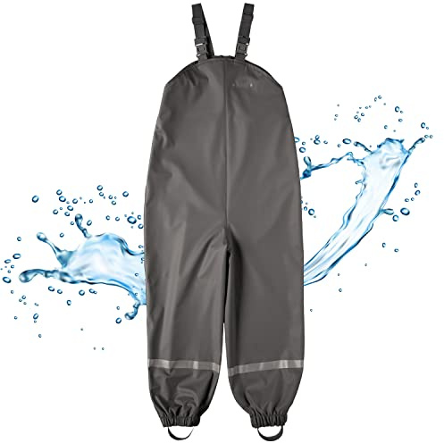 BMS® Regenhose für Kinder mit Latz, ideale Matschhose und Buddelhose | 100% wasserdicht, besonders hautfreundlich und weich Softskin, Oeko-Tex, strapazierfähig, langlebig für Mädchen, Jungen