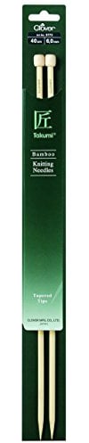 Clover Takumi Bamboo: Knitting Pins: Single Ended: 40cm x 6.00mm, Wood, 40x0.6x0.6 cm
