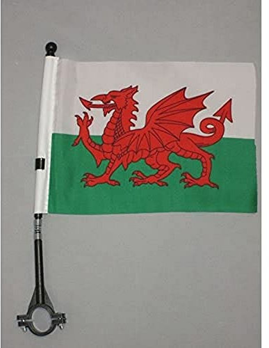 AZ FLAG - Fahrradfahne Wales - 21x14 cm - Walisische Fahrradflagge 14 x 21 Cm - Fahrrad Flaggen