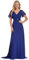 Ever-Pretty A-línea Vestido de Fiesta Cuello en V Manga Corta Gasa Corte Imperio para Mujer Azul Zafiro 44