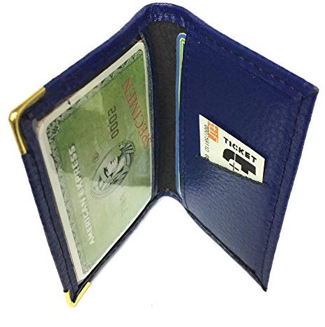 LOLUNA® Porte-Carte Simple 1 à 2 Carte Compact en Cuir Existe en Plusieur Couleur pour Homme et Femme (Bleu Marine)