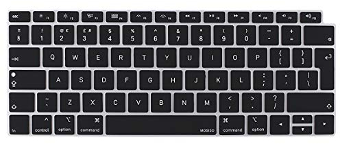 MOSISO Keyboard Cover Compatible with MacBook Air 13 inch 2019 2018 Release A1932 Retina Display with Touch ID, Waterproof Dust-Proof Protective Silicone Skin - (Europe Layout), Black
