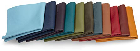 Lederstücke - Variierende Lederbündel in verschiedenen Bunttönen, Leder Zuschnitt, Extra Große Stücke, Hochwertig zum Nähen, Lederverarbeitung, Basteln, Beziehen, Deko, 1Kg - min. DIN A5