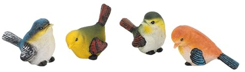 Jeffergarden 4er Set Harz Vögel Gartenfigur Dekoration Natürliche Umweltfreundliche Figur für Innen & Außen Garten Hof Zierde Tierfigur Kunstharz Ornament
