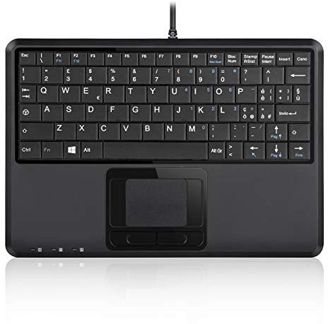 Perixx PERIBOARD-510H Plus - Mini Tastiera USB con Touchpad e 2 Porte USB, Tasti silenziosi, Layout Italiano