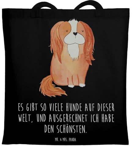 Mr. & Mrs. Panda Jutebeutel Hund Cavalier King Charles Spaniel - Geschenk, Sprüche, Henkeltasche, Umhängetasche, Schultasche, Tasche, Strandtasche, Bester, Cockerspaniel, Spruch, Uni