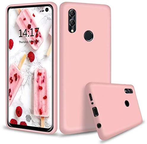 NiaCoCo Compatible con Huawei P Smart 2019/Honor 10 Lite Carcasa Ultra Delgada a Prueba de Golpes Silicona Líquida Funda para Teléfono Gel Suave Microfibra de Caucho Rayado Protector CAS(Rosa)