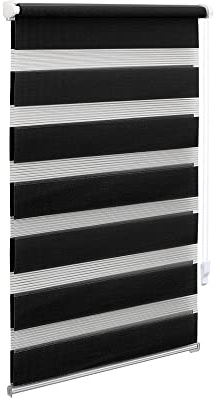 OBdeco Doppelrollo Duo Rollo Klemmfix ohne Bohren B110cm x H150cm(Stoffbreite 106 cm) Schwarz für Fenster lichtdurchlässig und verdunkelnd