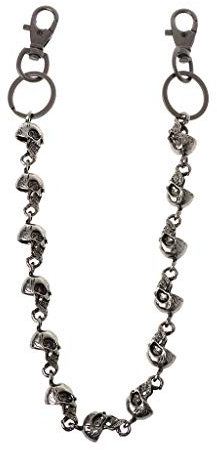 niumanery Gothic Jeans Skull Head Chain Punk Skeleton Pants Trousers Biker Wallet Chain