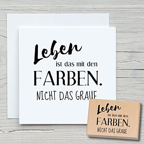 NEWSTAMPS Stempel Leben ist das mit den Farben Motivstempel groß aus Holz & Gummi zum Karten basteln, Holzstempel, Sprüche, Spruchstempel, Textstempel, Schrift, Scrapbook, Textilstempel, Deko