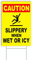 Warnschild mit Aufschrift Caution Slippery When Wet Or Icy – 20,3 x 30,5 cm – Warnschild – „Slippery When Wet“ – Warnschild – Gelb Wet Floor Schild – Hofschild Kunststoff
