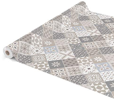 ANRO Tischdecke Wachstuch abwaschbar Wachstuchtischdecke Wachstischdecke Kacheloptik Fliese Beige Grau Blau 2000x140cm (20m)