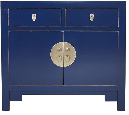 Fine Asianliving Armoire Chinoise Bleu Nuit - Collection Orientique L90xP40xH80cm Armoire Chinoise Meubles Chinois Mobilier Oriental Asiatique Mandarin Pekin