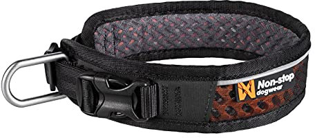 Non-stop dogwear Rock Collar Adjustable |3446| Verstellbares Funktionshalsband, Größe:L, für große Hunde, Schwarz / Orange, Nylon oder Leder