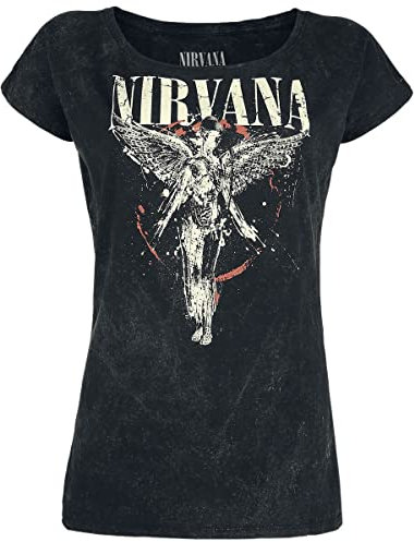 Nirvana Angel Frauen T-Shirt Charcoal XL 100% Baumwolle Band-Merch, Bands