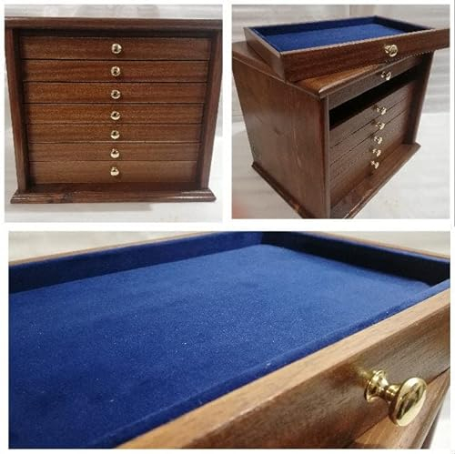 Coins&More Holzschrank Farbe Nussbaum Antike Schubladen für Broschen, unverwechselbaren Schmuck und andere italienische Samt Interieur anpassbar