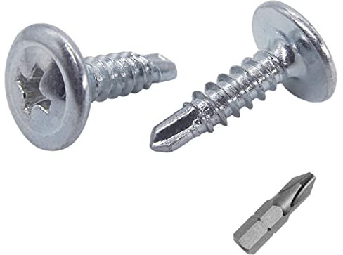 Lot de 50 vis en acier zingué 4,2 x 16 mm, tête bombée modifiée cruciforme, vis auto-foreuse pour tôle autotaraudeuse (50, 4,2 x 16 mm)
