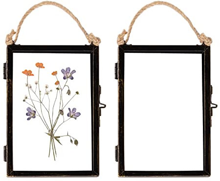 Nicola Spring Metal Photo Frames - Fits Photo Size 4 x 6 (10 x 15cm) - Pack of 2 - Black Picture Frame Portrait Orientation Rope Wall Hanging Certificate Display Poster Case