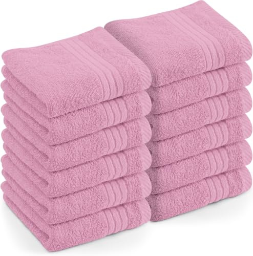Utopia Towels Luxuriöses Waschlappen-Set (30 x 30 cm), 100% ringgesponnene, sehr saugfähige und weiche Waschlappen für Badezimmer, Spa, Fitnessstudio und Gesichtshandtuch, 12 Stück (Rosa)