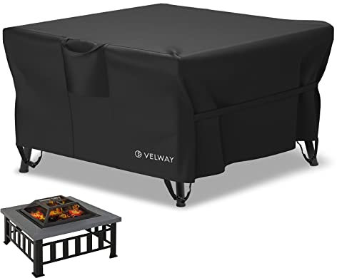 Velway Feuerschalenabdeckung, wasserdicht, quadratisch, 86,4 cm, Terrassentischabdeckungen mit Lüftungsschlitz und winddichtem Design, passend für Gas-Feuertische bis zu 81,3 cm, 86,4 x 86,4 x 40,6 cm