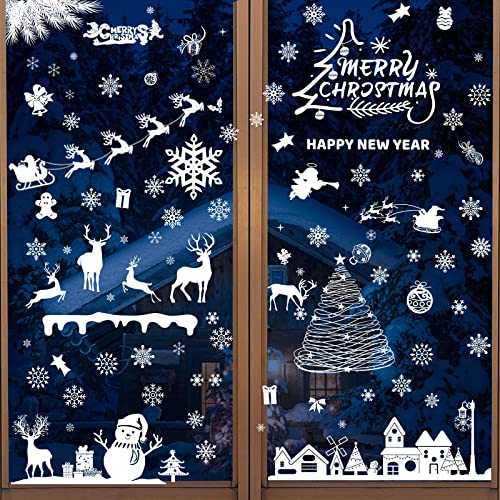Fensterbilder Weihnachten, 179 Stück Fenstersticker, Schneeflocken Fensterdeko für Winter Weihnachts Fenster,Dekoration,Fensterscheiben,Vitrinen,Schneeflocken Weihnachtsdeko